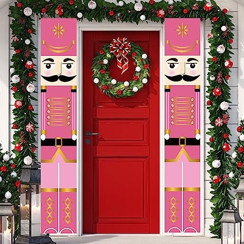 Rosa Nussknacker Weihnachtsdekorationen Rosa Nussknacker Veranda Banner Outdoor Weihnachten Nussknacker Dekorationen und Zubehör für Home Party von Rvsticty
