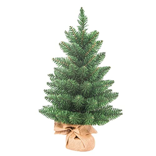 Künstlicher Weihnachtsbaum, Tisch-Mini-Weihnachtsbaumschmuck, 60 cm, künstlicher Weihnachtsbaum mit Leinenbasis, perfekt für Fenster, Familientreffen, Garten von Rvtkak