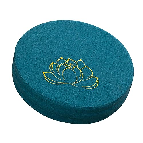 Rundes Hartschaum-Bodenkissen, Waschbares Meditationskissen aus Baumwolle und Leinen, Bequem für Tatami (Blauer See) von Rvtkak