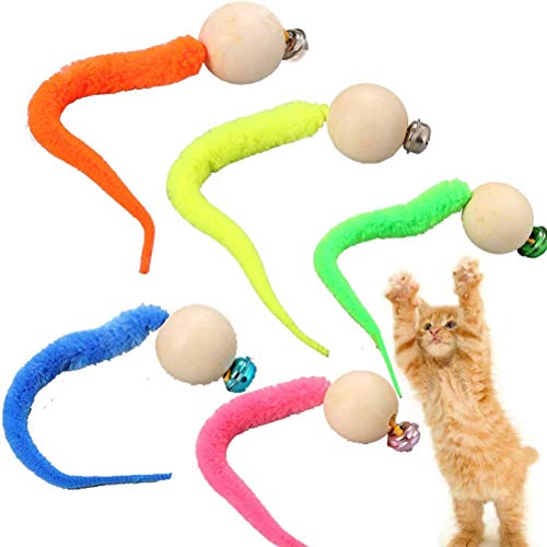 Rvtkak Katzenspielzeug Wurm, Wurm Katze Katzenspielzeug Ball mit Glocke Flummi Glocken Wackelige Bälle Simulationswurmspielzeug für Haustierunterhaltung Interaktives Lernspielzeug Zufällige Farbe von Rvtkak