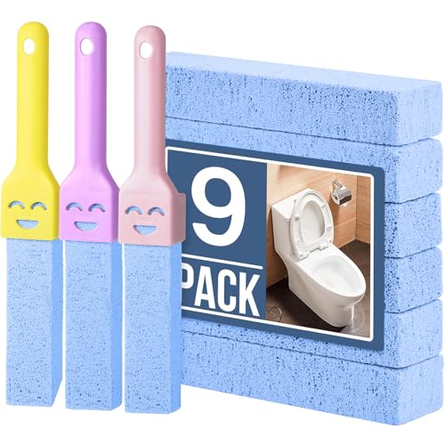 9 Stück Bimsstein Toilettenreiniger, Bimsstein Toilette mit 3 Griffe, Cleaning Block WC Blöcke Bimssteins für Toilette Bimssteins Reinigung Stein Pumice Stone Toilet Reinigungsstein (Blau) von Rwbimti