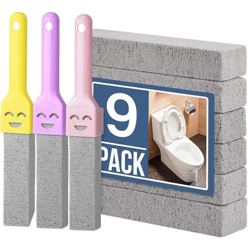 9 Stück Bimsstein Toilettenreiniger, Bimsstein Toilette mit 3 Griffe, Cleaning Block WC Blöcke Bimssteins für Toilette Bimssteins Reinigung Stein Pumice Stone Toilet Reinigungsstein (Grau) von Rwbimti