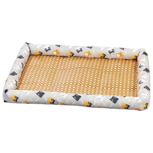Rwigeboo Haustierkühl Matte 16x12 Zoll atmungsaktives Verschleiß-resistenter Rattan-Haustierbett mit Halskopfstützen Waschbar für Hunde Katzen Rattan Katze Bett von Rwigeboo