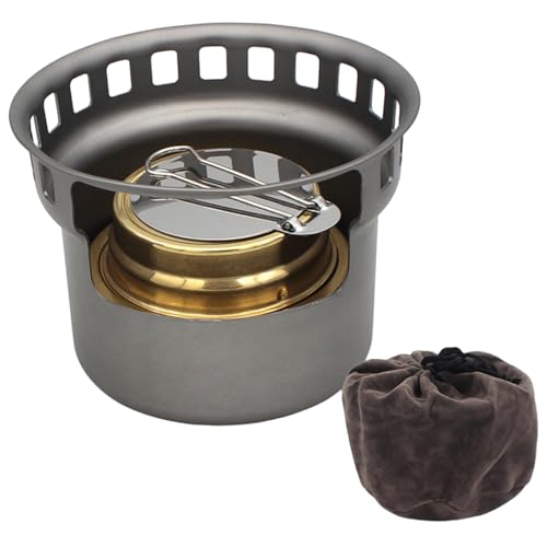 Titan -Alkoholherd, tragbarer Metall -Mini -Campingofen, leichtes Campingkochgeschirr für Picknick BBQ Wanderung im Freien Titanium von Rwigeboo