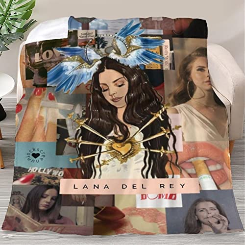 Rwillppycfei Moderne Lana Music Del Thema Rey Überwurfdecke, Fleece-Decken und Überwürfe für besseren Schlaf, Sauna-Klimaanlagendecke, 127 x 152,4 cm von Rwillppycfei