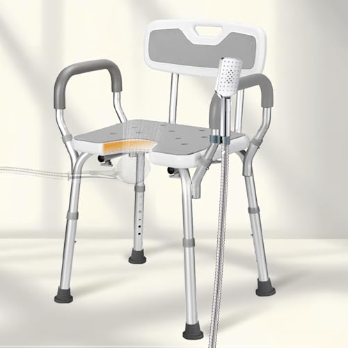 Duschstuhl für Senioren, Duschsitz, Duschstuhl mit Armlehnen und Rückenlehne, Badestuhl für Senioren - Werkzeugfreie Montage, Höhenverstellbar, Tragfähigkeit von 150 kg Duschstuhl für Senioren, Duschsitz, Duschstuhl mit Armlehnen und Rückenlehne, Badestuhl für Senioren - Werkzeugfreie Montage, Höhenverstellbar, Tragfähigkeit von 150 kg von RwingCaring