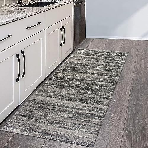 Rwoxing Läufer Teppich Lang Flur rutschfest Waschbar Küchen Korridor TeppichLäufer für Flur Grau Schlafzimmer Wohnzimmer Teppichmatte Dauerhaft Küchenteppich Meterware von Rwoxing