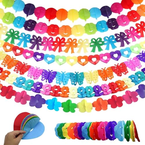 Party Girlande, Girlande Geburtstag, Bunt Girlanden Papier Deko, 7 Stück Papiergirlande, Lametta Girlandes Papier Deko zum Aufhängen, Geburtstagsdeko Hochzeitsdeko Kinderzimmer Dekos Party Deko Party Girlande, Girlande Geburtstag, Bunt Girlanden Papier Deko, 7 Stück Papiergirlande, Lametta Girlandes Papier Deko zum Aufhängen, Geburtstagsdeko Hochzeitsdeko Kinderzimmer Dekos Party Deko von RxaGtn