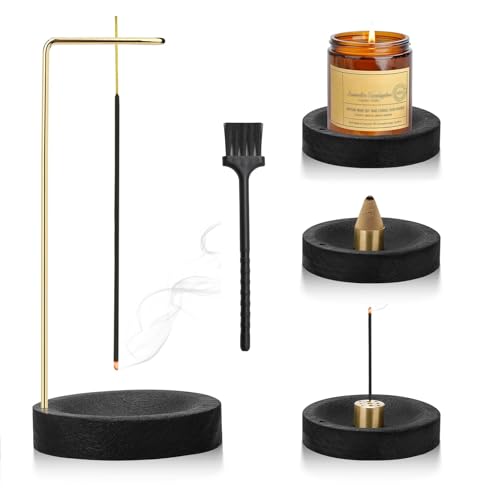 Räucherstäbchen Halter,Räucherstövchen,3 Stück Enthalten Holz Basis Weihrauchbrenner 9 Loch Räuchergefäß und Bürste,Räucherstäbchenhalter für Meditation Schlaf Home Office Deko von RxaGtn