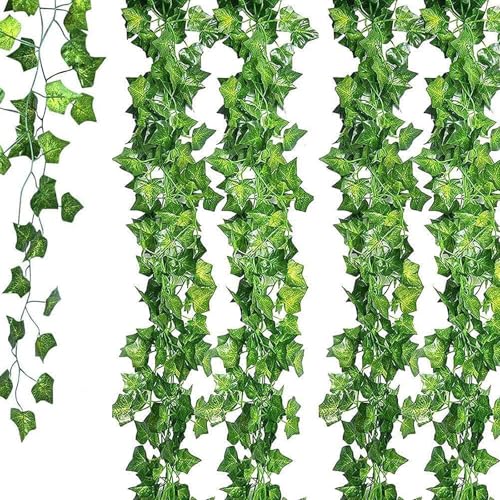 RxaGtn Efeu Künstlich, Kunstpflanze, 6 Stück Künstliche Efeu Girlande GesamtläNge 12M, Grün Pflanzen Hängend Deko, Frühlingsdeko für Balkon Garten Küche Hochzeit Party Deko von RxaGtn