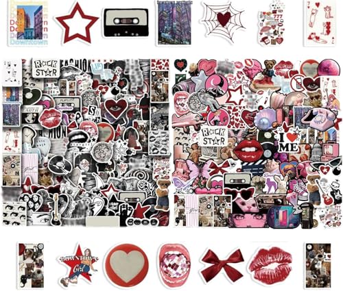 Sticker Aesthetic, Scrapbook Stickers, 200 Stück Wasserfeste Aufkleber, Y2k Deko, Lustige Sticker für Wasserflasche, Scrapbook, Skateboard von RxaGtn