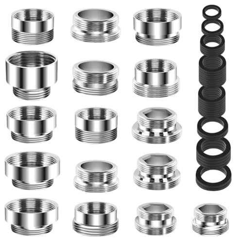 Wasserhahn Adapter, 16 Stück Wasserhahn Adapter Gartenschlauch, Wasseranschluss Adapters für Außengewinde Doppelgewinde Belüfter von RxaGtn