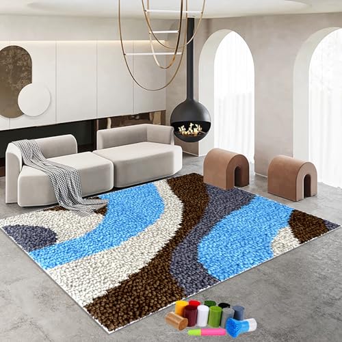 Knüpfteppich Zum Selber Knüpfen Knüpfen Set Erwachsene | Teppich Knüpf Sets Kreuzstich Set | Latch Hook Kit Groß DIY Handwerk Knüpfen Set 80 x 115 cm | Latch Hook Kit für Kinder Und Erwachsene von RxiBeFuw