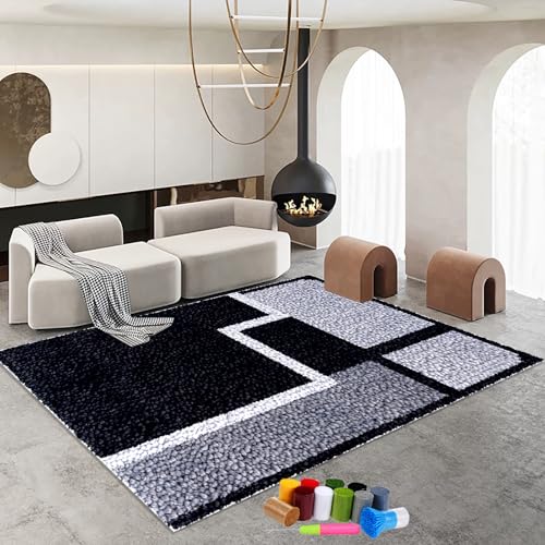 Knüpfteppich Zum Selber Knüpfen-Sets, Handarbeit Selbst Knüpfen Set, Groß Latch Hook Rug, 130 x 150 cm Vorgedrucktes Muster Leinwand Teppich Stickerei Handwerk Für Erwachsene Handarbeiten Diy Teppich von RxiBeFuw