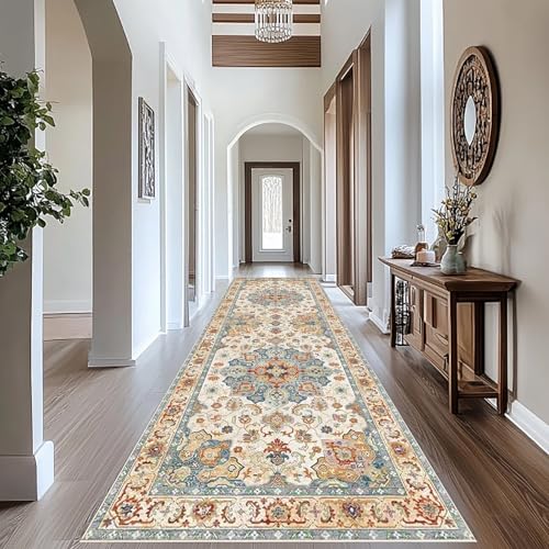 Läufer Teppich Lang Flur rutschfest Waschbar Küche Korridor TeppichLäufer Flur Küchenläufer Teppichläufer Schlafzimmer Wohnzimmer 100 x 350 cm Teppichmatte Teppich Flur Eingangsbereich Küchenteppich von RxiBeFuw