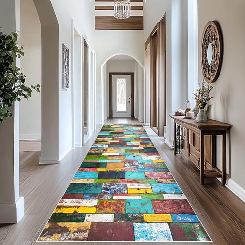 Läufer Teppich Lang Flur rutschfest Waschbar Küche Korridor TeppichLäufer Flur Küchenläufer Teppichläufer Schlafzimmer Wohnzimmer 80 x 350 cm Teppichmatte Teppich Flur Eingangsbereich Küchenteppich von RxiBeFuw