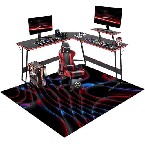 RxiBeFuw Gaming-Stuhl-Unterlage, Gaming Teppich, Stuhlmatte für Hartböden, Kratzfeste Bürostuhl Unterlage für Büro und Zuhause 100 x 120 cm, Schreibtischstuhl Unterlage für Laminat, Gamer Teppich von RxiBeFuw