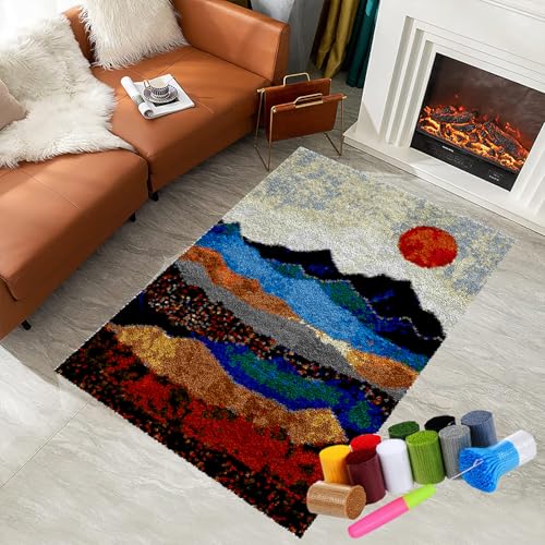 RxiBeFuw Knüpfhaken-Teppich-Set DIY-Knüpfhaken Tapisserie Teppich Knüpf-Sets Teppichherstellungs-Set für Erwachsene Teppichherstellung Heimdekoration Knüpfhaken-Teppich-Kits Kreuzstich-Set 61 x 87 cm von RxiBeFuw