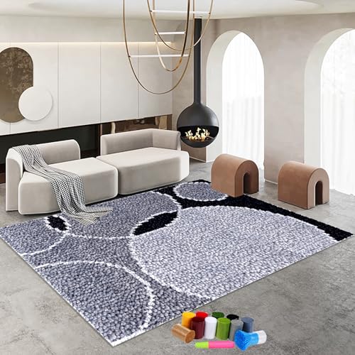 RxiBeFuw Knüpfteppich Zum Selber Knüpfen, Groß Unfinished Häkelteppich Set mit Vordruck Tapisserie Teppich Knüpf-Sets, Knüpfset Latch Hook Kit Selbst Knüpfen Set für Erwachsene Knüpfen Set 61 x 87 cm von RxiBeFuw