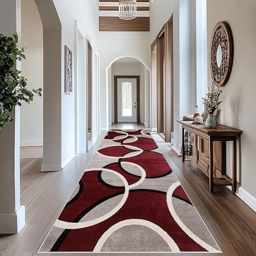 RxiBeFuw Teppich Läufer Flur rutschfest, Teppichläufer Küchenläufer Waschbar, Küche Teppiche Bettvorleger für Flur Wohnzimmer Schlafzimmer Küchen Läufer Teppiche Flur Modern Flurteppich 80 x 500 cm von RxiBeFuw