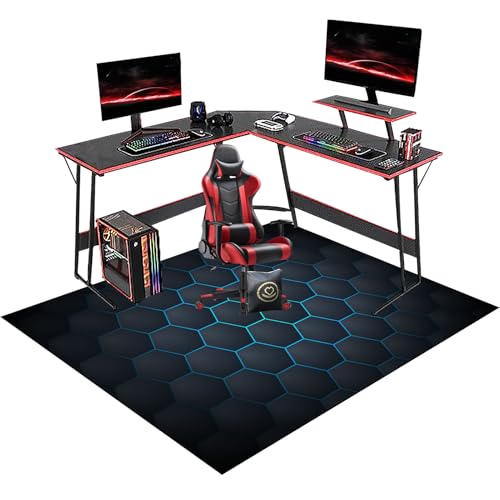 RxiBeFuw Unterlage Schreibtischstuhl Gaming Teppich Anti-Silp Bodenschutzmatte Bürostuhl Teppich Unterlage-Kratzfest für Parkett und Hartböden 100 x 120 cm Bürostuhl Unterlage für Stühle von RxiBeFuw