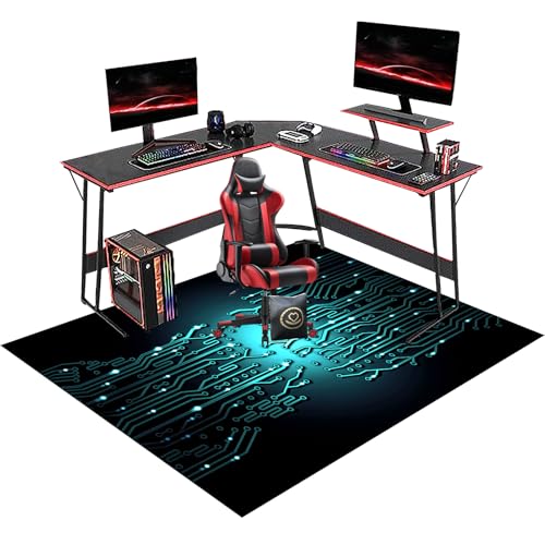 RxiBeFuw Unterlage Schreibtischstuhl Gaming Teppich Anti-Silp Bodenschutzmatte Bürostuhl Teppich Unterlage-Kratzfest für Parkett und Hartböden 70 x 100 cm Bürostuhl Unterlage für Stühle von RxiBeFuw