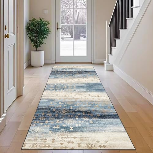 RxueSug Langer Teppich Läufer Flur 70 x 180 cm rutschfest Flurläufer Küchenteppich Maschine Waschbar Küche Bodenmatte Fußmatte Lang Kurzflor Korridor Teppich Läufer für Schlafzimmer, Wohnzimmer von RxueSug