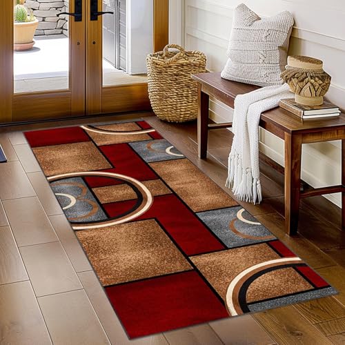 RxueSug Teppich Läufer Flur Lang 110 x 400 cm, Teppich Wohnzimmer, Modern Waschbarer Teppich, Küche rutschfest Teppich, Teppich Läufer Flur für Küche, Terrasse & Wohnraum von RxueSug