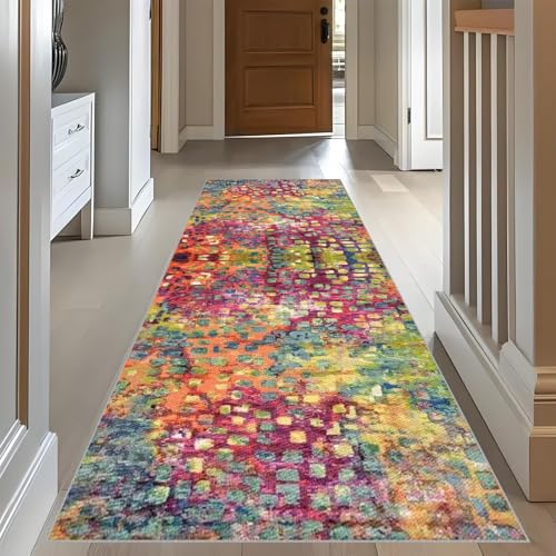 RxueSug Teppich Läufer Flur Lang rutschfest Küchenteppich Waschbar Langer Teppich Läufer 70 x 100 cm Vintage Flurläufer Korridor Teppichläufer Lang für im Wohnzimmer Küche Schlafzimmer von RxueSug