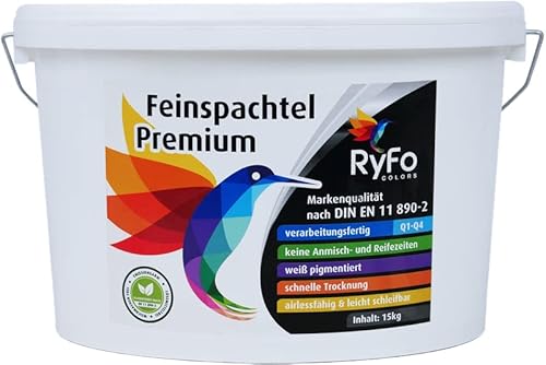 RyFo Colors Feinspachtel Premium 15kg (Größe wählbar) - Allzweckspachtelmasse Instant Spachtel Füllspachtel weiß Super-Finish von RyFo Colors