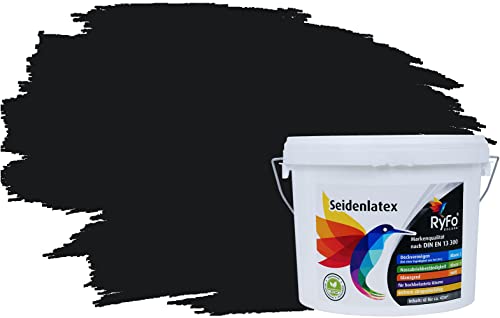 RyFo Colors Seidenlatex Trend Grautöne Schwarz 6l - bunte Innenfarbe, weitere Grau Farbtöne und Größen erhältlich von RyFo Colors