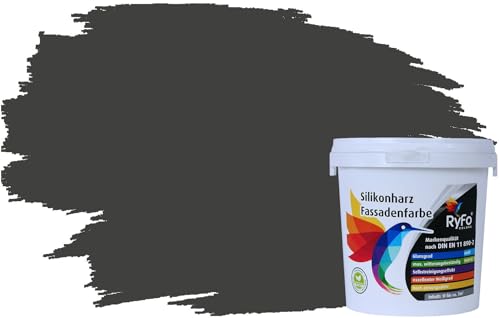 RyFo Colors Silikonharz Fassadenfarbe Lotuseffekt Trend Anthrazitgrau 1l - bunte Fassadenfarbe, weitere Grau Farbtöne und Größen erhältlich, Deckkraft Klasse 1 von RyFo Colors