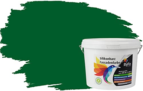 RyFo Colors Silikonharz Fassadenfarbe Lotuseffekt Trend Grüntöne Dunkelgrün 3l - bunte Fassadenfarbe, weitere Grün Farbtöne und Größen erhältlich, Deckkraft Klasse 1 von RyFo Colors