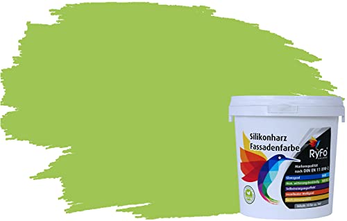 RyFo Colors Silikonharz Fassadenfarbe Lotuseffekt Trend Limonengrün 1l - bunte Fassadenfarbe, weitere Grün Farbtöne und Größen erhältlich, Deckkraft Klasse 1 von RyFo Colors