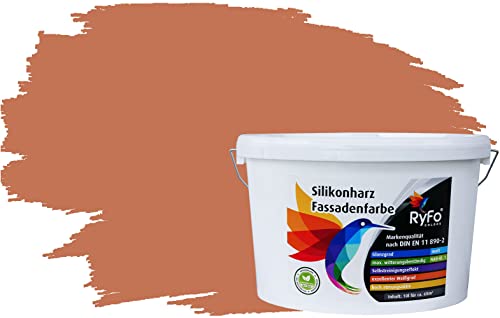 RyFo Colors Silikonharz Fassadenfarbe Lotuseffekt Trend Orangetöne Terracotta 10l - bunte Fassadenfarbe, weitere Orange Farbtöne und Größen erhältlich, Deckkraft Klasse 1 von RyFo Colors
