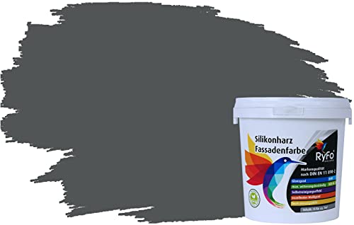 RyFo Colors Silikonharz Fassadenfarbe Lotuseffekt Trend Verkehrsgrau 1l - bunte Fassadenfarbe, weitere Grau Farbtöne und Größen erhältlich, Deckkraft Klasse 1 von RyFo Colors