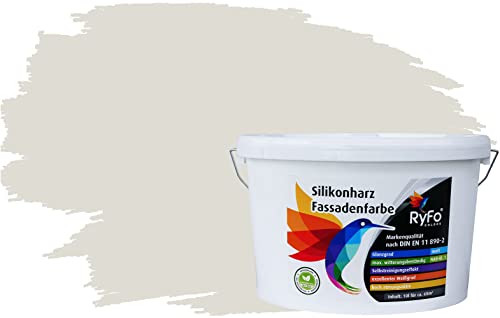 RyFo Colors Silikonharz Fassadenfarbe Lotuseffekt Trend Weißgrau 10l - bunte Fassadenfarbe, weitere Grau Farbtöne und Größen erhältlich, Deckkraft Klasse 1 von RyFo Colors