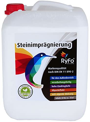 RyFo Colors Steinimprägnierung 5l (Größe wählbar) - Stein-Versiegelung, verarbeitungsfertig, Abperleffekt mit Langzeitschutz von RyFo Colors