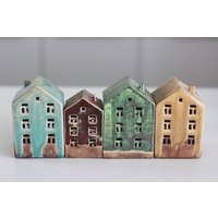 Keramik Haus Kerzenhalter Set Handgemachte Dorf Dekor von RyabaVoshCeramics