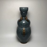 Große Blau Braune Gezähnte Vase von Ryanjgreenheck