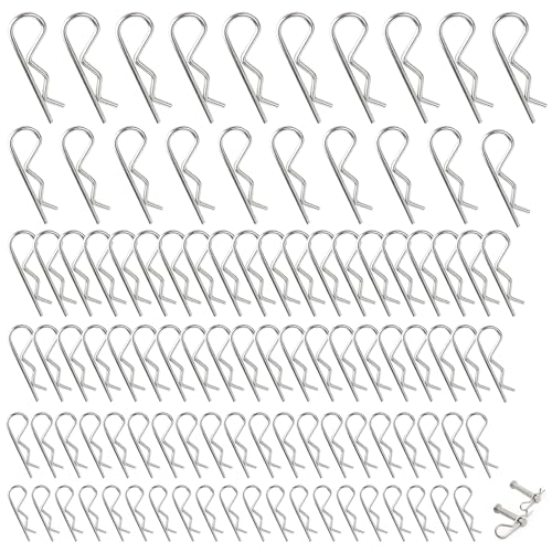 Ryaupy 100PCS Edelstahl Splinte - R-Clips Sicherheitssplint - Splintsortiment Federstecker, Anhängerkupplung Splint für Abschlepptraktoren Rasenmäher(6 Verschiedene Größen) von Ryaupy