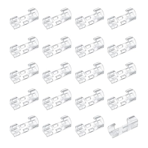 Ryaupy 20 Stück Selbstklebend Kabelclips, Hochviskose Kabelhalter, Klebstoff Gesicherte Unterlage für Schreibtisch, Netzkabel, USB Ladekabel, Audiokabel(Transparent) von Ryaupy