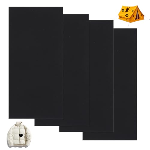 Ryaupy 4 Stück Daunenjacke Flicken Reparaturset, Flicken Selbstklebend Stoff, Leder Reparatur Kit, Aufkleber Flick Repair Selbstklebende Selbstklebender für Jacken, Zelte, Oberbekleidung (Schwarz) von Ryaupy