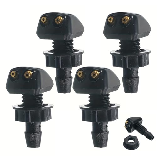 Ryaupy 4PCS Universal Auto Frontscheibenwischer Waschdüsen - Frontscheibenwaschpumpe - Schwarz Kunststoff Spritzdüse Kompatibel mit Den Meisten Automodellen von Ryaupy