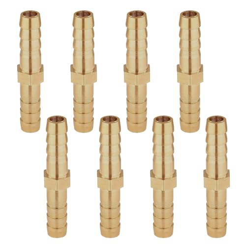 Ryaupy 8PCS 8 mm Messing-Widerhaken-Schlauchverschraubungen - Widerhaken Splicer Mender - gerader Verbindungsstück für Luftleitung Wasserleitung Kraftstoffleitung Ölleitung von Ryaupy