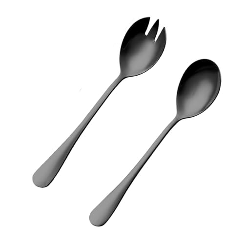 Ryaupy Salatbesteckset, 2-teilig Salatgabel und Servierlöffel Servieren Besteck Schwarz，spülmaschinengeeignet von Ryaupy