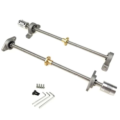 3D-Drucker T8 Leitspindel Vertikal Horizontal Kit, Durchmesser 8 mm Steigung 2 mm Länge 100 mm-600 mm Schraubenstange + KFL08 oder KP08 mit Mutternlager(Lead 10mm Kp Set,600mm) von RybdaFDc
