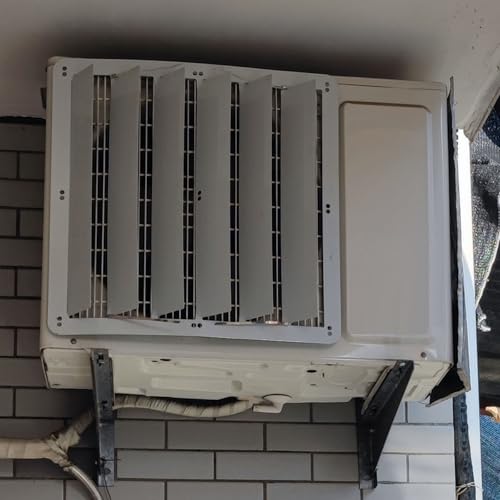 Edelstahl Klimaanlage Deflektor für Außengeräte AC Kondensator Entlüftungsabdeckung Klimaanlage Schutz Zaunblende Luftführung Rolladenabdeckung Anti-Direktblasblech Windführungsabdeckung von RybdaFDc