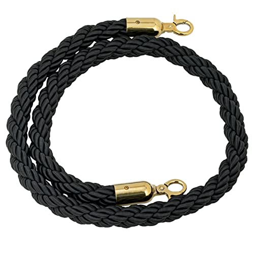 Samt-Spitze, Geflochtene Hanf-Repbarriere für Küstensperre, Seilsicherheitsbarriere, Crowd Control Stanchion-Seil, verdrehte Hanf-Kegel-Barriere(Black,2.5m/8.2ft/98.4in) von RybdaFDc