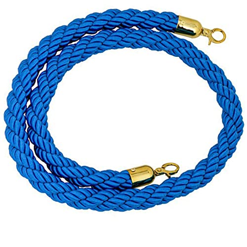 Samtschnur, Geflochtene Hanf-Repbarriere für Köchenteiler, Seilsicherheitsbarriere, Crowd Control Stanchion-Seil, verdrehte Hanf-Barriere(Blau,3m/9.8ft/118in) von RybdaFDc